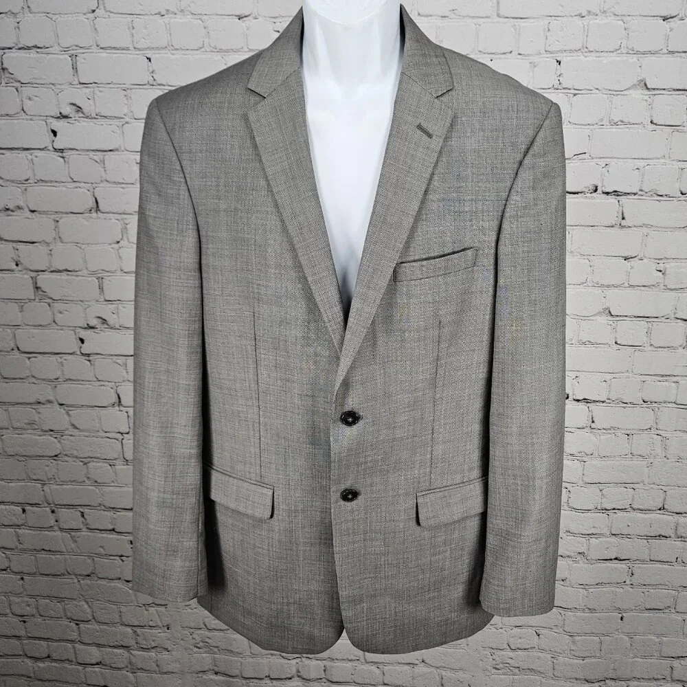 Jos A Bank Grey 100% Wool Travelers Slim Fit 2 Button Blazer Sport Coat 42L